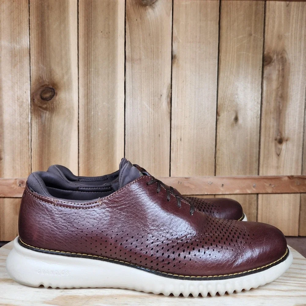 Cole Haan 2.Zerogrand Laser Mens 8.5 Brown Leather Perforated‎ Oxford Casual